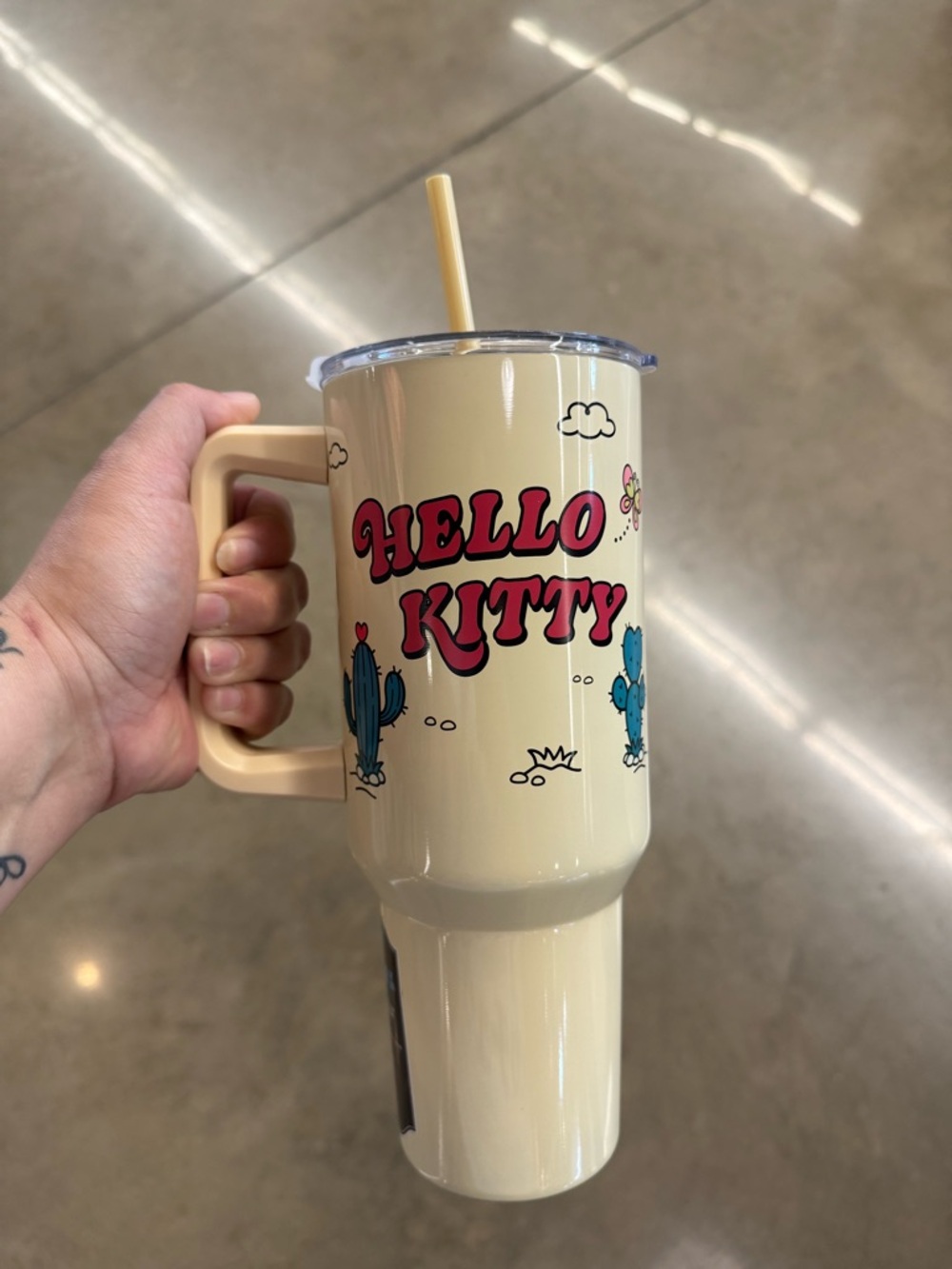 Hello Kitty 40 oz tumble HEB Western Travel Tumbler - Cream with Pink Accents - Picture 2 of 4